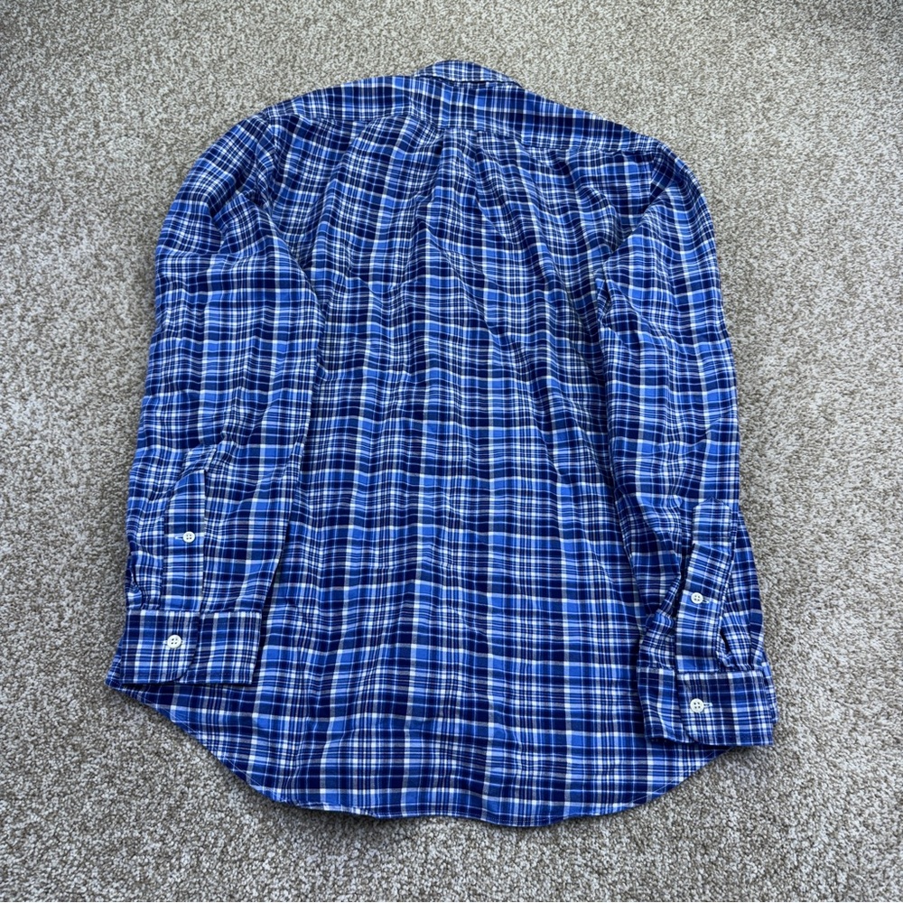 Ralph Lauren Button Down Shirt Men’s Size M Blue White Plaid Flesh Pony - Picture 5 of 16